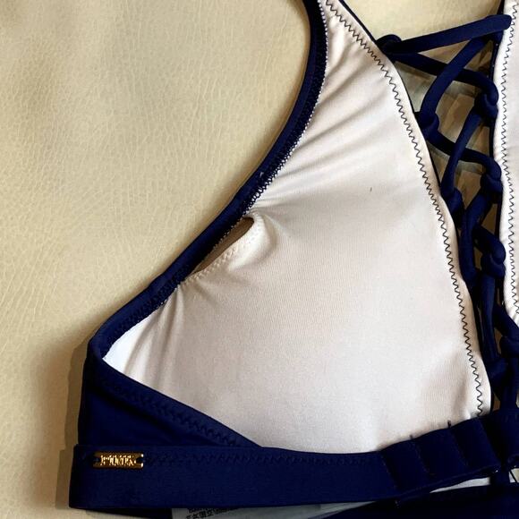 Victoria's Secret PINK Blue Halter Braided Tie Bikini Top XS Extra Small - Picture 5 of 10
